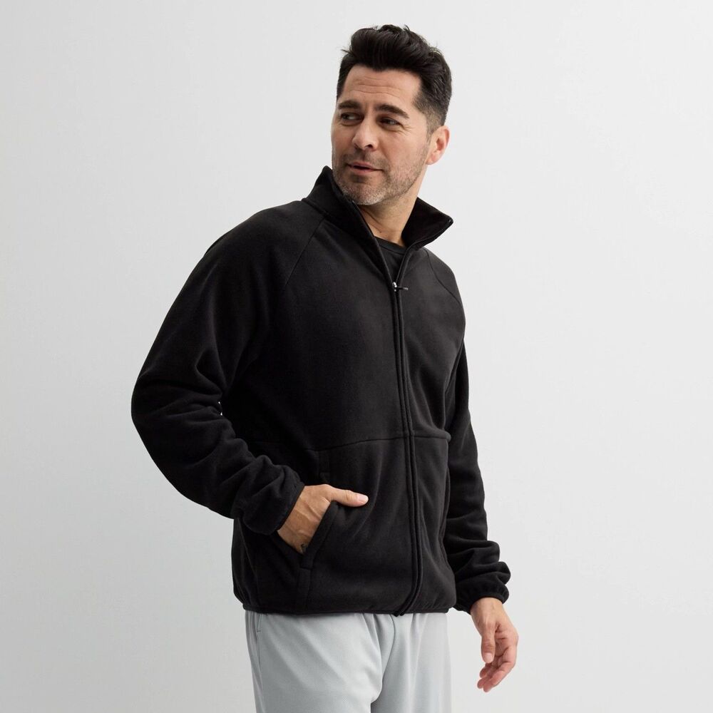 New Men's Tek Gear Top Size L Micro Fleece Full-Zip Jacket Black